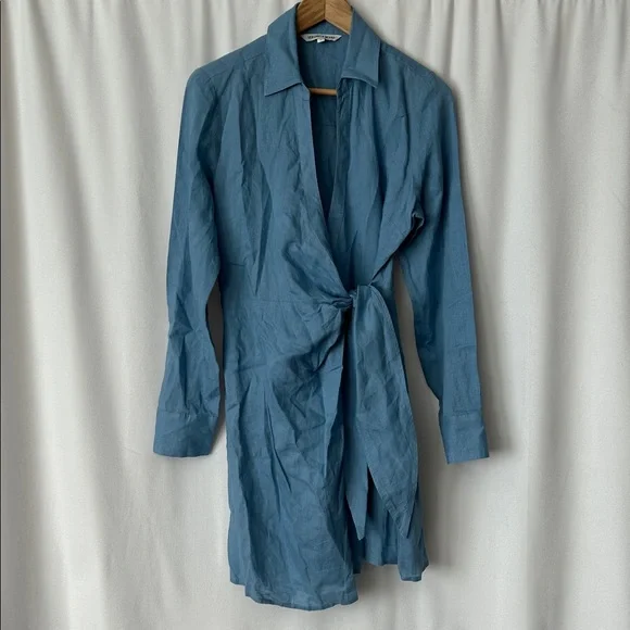 Veronica Beard Sky Blue Linen Long Sleeve Shirt Dress **Size 6** 🌸🌸 - Picture 1 of 6